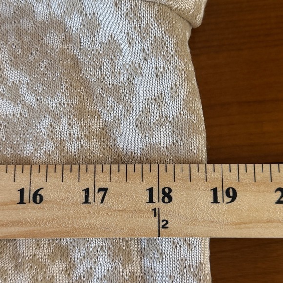 ST JOHN Knit Cardigan Beige Cream Pattern Waterfall Shawl Draped sz M _READ_ - Picture 9 of 10